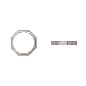 Split ring, titanium, matte, 22.5mm textured octagon, 18mm inner diameter. Sold individually.