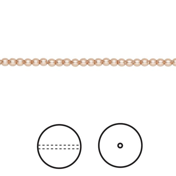 Pearl 1000pk rose gold, Swarovski® 2mm round 5810 image number 0