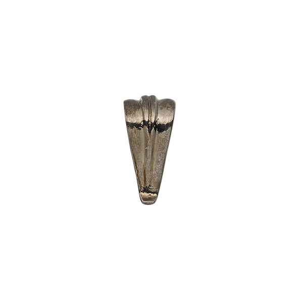 Bail, ice-pick, gunmetal-plated brass, 14.5x7.5mm triangle, 10mm grip length. Sold individually. image number 0