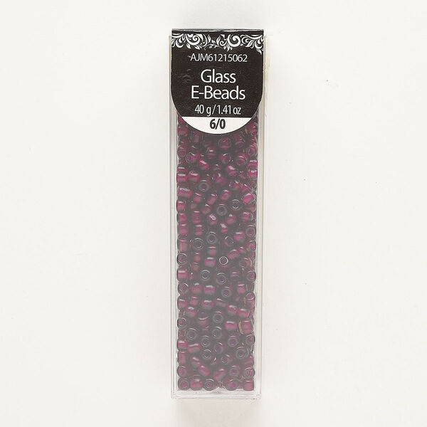 Seed bead, glass, pkg/40g, #6 round, opaque magenta. image number 0