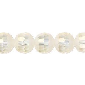 Bead 1pk 96 facets translucent crystal opal AB half-matte, Celestial Crystal® 12mm round 8 inch