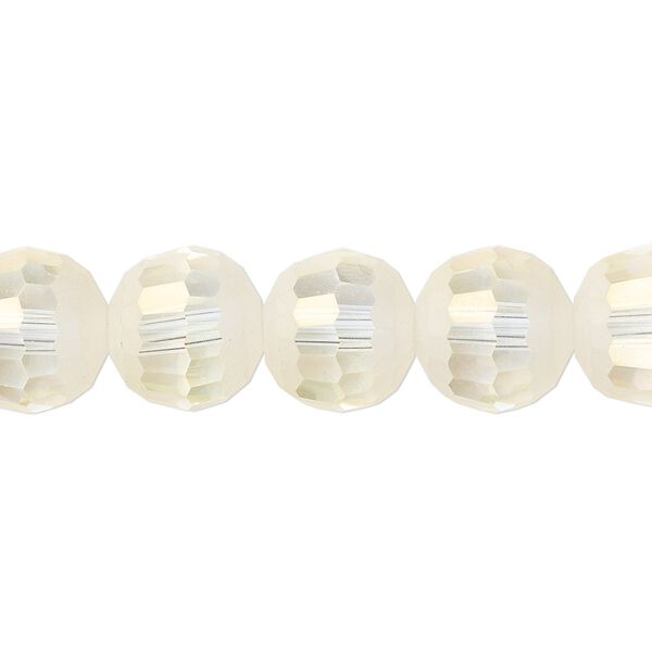 Bead 1pk 96 facets translucent crystal opal AB half-matte, Celestial Crystal® 12mm round 8 inch image number 0