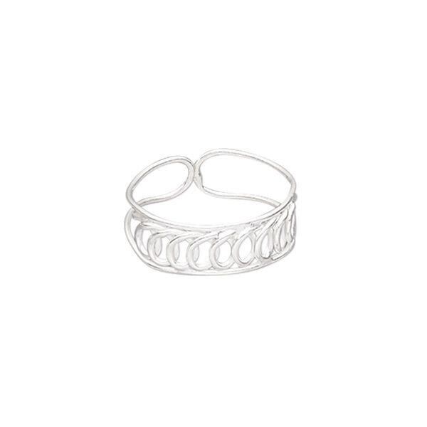 Ring, silver-plated brass, 6mm wide, adjustable. Sold individually. image number 0