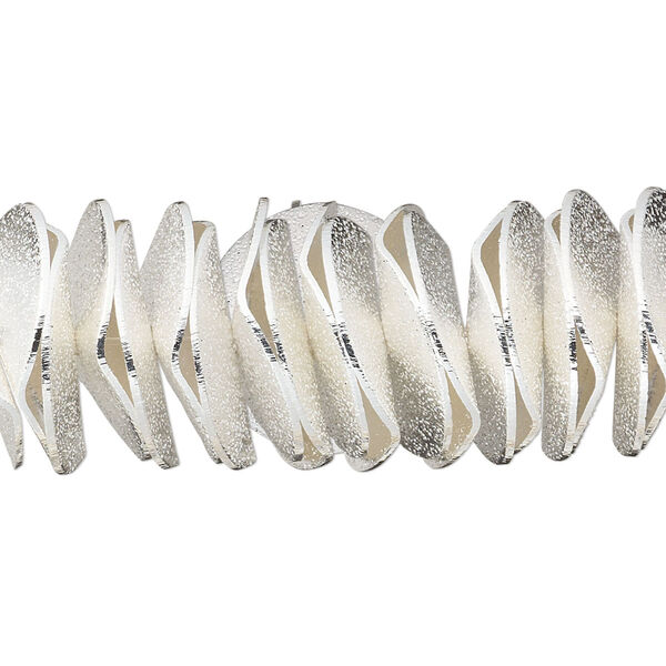 Bead, silver-plated brass, 17x3mm textured wavy rondelle. Sold per pkg of 20. image number 0