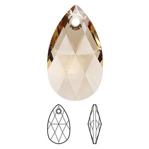 Drop 1pk light Colorado topaz, Crystal Passions® 28x17mm pendant pear 6106