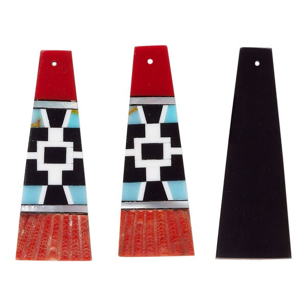 Multi-shell 1pkg2, trapezoid focal multicolored 40x14mm image number 0