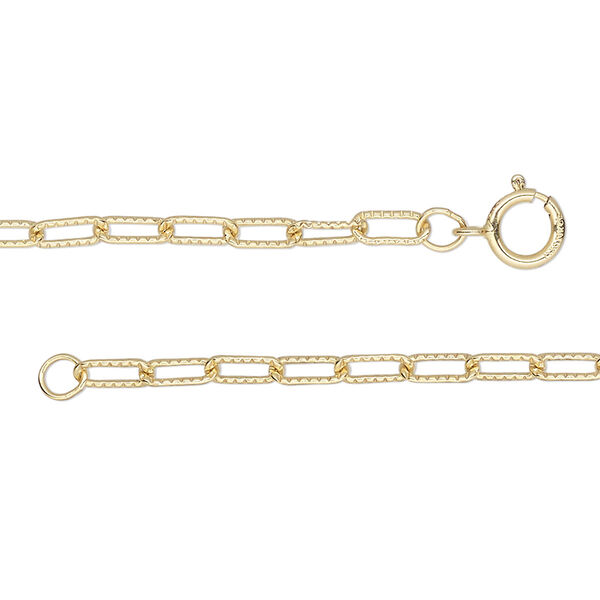 Chain, 14Kt gold-filled, 2.6mm textured paperclip, 18-inches with springing clasp. Sold individually. image number 0