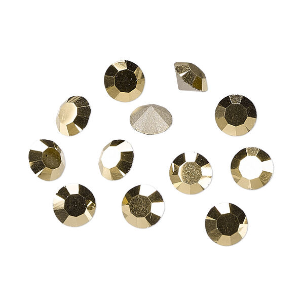 Chaton 12pk crystal aurum foil back, Preciosa MAXIMA Czech crystal rhinestone 6.14-6.32mm 15-cut faceted round SS29 image number 0