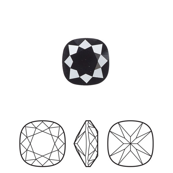 Fancy stone 1pk jet, Preciosa MAXIMA Czech crystal rhinestone 12mm cushion square image number 0