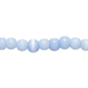 Bead, cat's eye glass (fiber optic glass), blue-violet, 5-7mm irregular round. Sold per 14-inch strand, approximately 70 beads.
