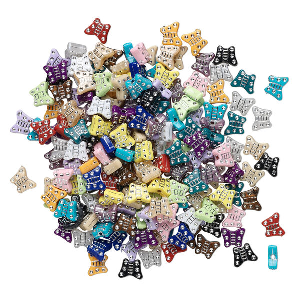 Bead mix, acrylic, mixed colors, 10x8mm butterfly. Sold per 75-gram pkg, approximately 340-360 beads. image number 1