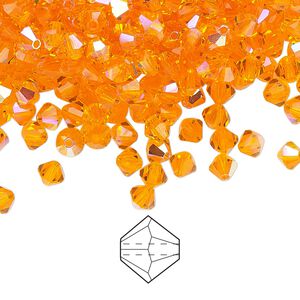 Bead 144pk sun AB, Preciosa Czech crystal 4mm bicone