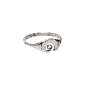Ring, JBB Findings, antiqued sterling silver, 7mm swirl with PP12 chaton setting, size 8. Sold individually.