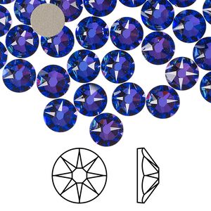 Flat back 12pk crystal heliotrope foil back, Crystal Passions® 7.07-7.27mm rose round SS34 2088