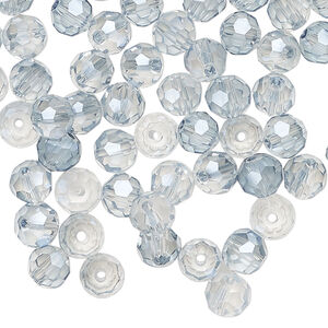 Bead 144pk translucent crystal silver night, Celestial Crystal® 6mm round