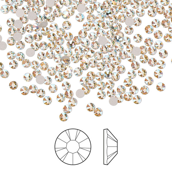 Flat back 144pk gold quartz AB foil back, Preciosa MAXIMA Czech crystal rhinestone 2.1-2.3mm chaton rose round SS7 image number 0