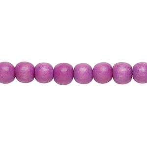 Bead 1pkg1, Taiwanese cheesewood (dyed / waxed), lavender, 5-6mm round, 15-1/2 to 16 inches.