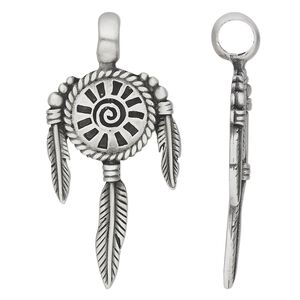 Pendant, antiqued pewter (tin-based alloy), 56x28mm single-sided mandala. Sold individually.