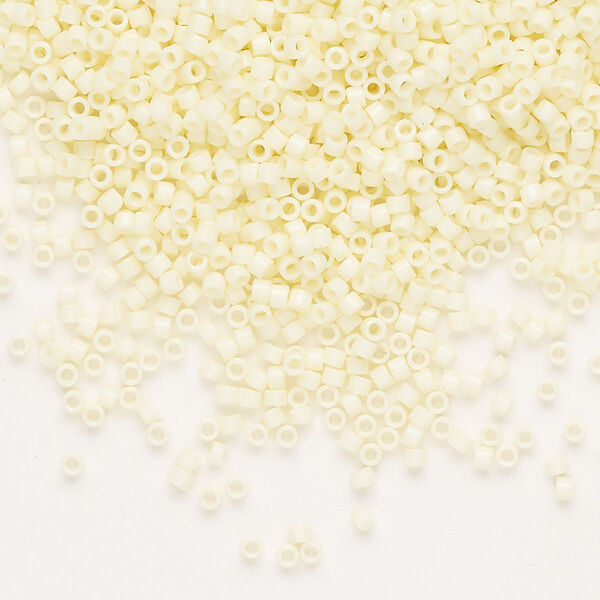 Seed bead, Delica®, glass, pkg/50g, #11 round, opaque glass enamel pale yellow (DB-1491-1). image number 0