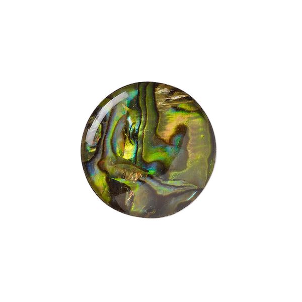 Cabochon, paua shell (coated / dyed), gold, 20mm calibrated round, Mohs hardness 3-1/2. Sold per pkg of 2. image number 0
