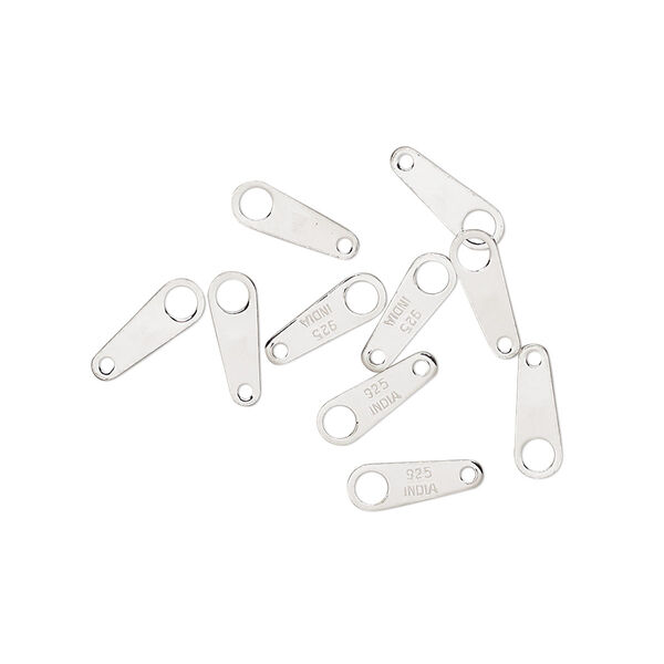 Chain tab, sterling silver, 9x3mm, two-sided. Sold per pkg of 10. image number 0
