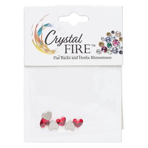 Flat back 6pk light Siam foil back, Crystal FIRE® 6mm heart