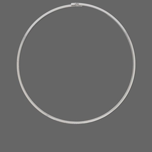 Neckwire, silver-plated brass, 3mm flat, 16 inches with locking ends. Sold individually. image number 0