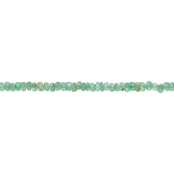 Bead, emerald (oiled), 2x1mm-3x2mm hand-cut faceted rondelle, C- grade, Mohs hardness 7-1/2 to 8. Sold per 6-inch strand. image number 0