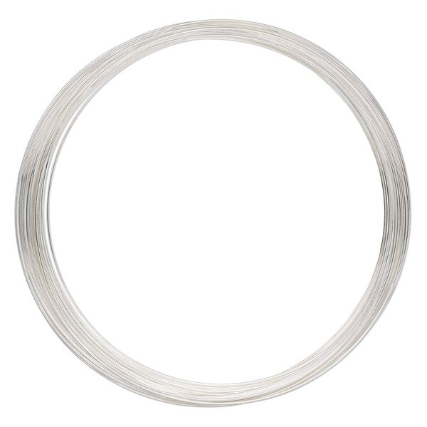 Memory wire, silver-plated stainless steel, 3-5/8 inch necklace, 0.65-0.75mm thick. Sold per 1-ounce pkg, approximately 30 loops. image number 0