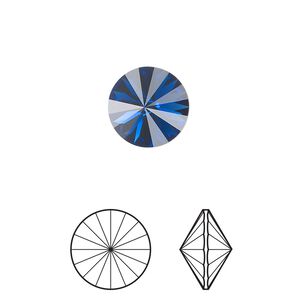 Chaton 144pk dark sapphire foil back, Swarovski® ReCreated™ 12mm rivoli 1122