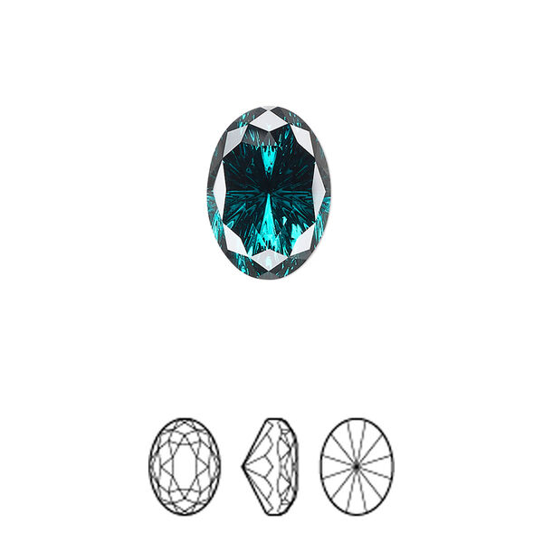 Fancy stone 1pk emerald foil back, Crystal Passions® 14x10mm magical oval 4160 image number 0