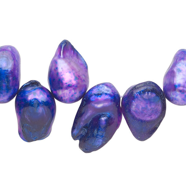 Pearl 1pkg1 freshwater, top-drilled baroque, 15 inch midnight purple 7x5mm-18x9mm cultured image number 0