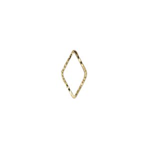 Component, gold-plated brass, 14x7.5mm single-sided diamond-cut open diamond, 1.3mm thick. Sold per pkg of 100.