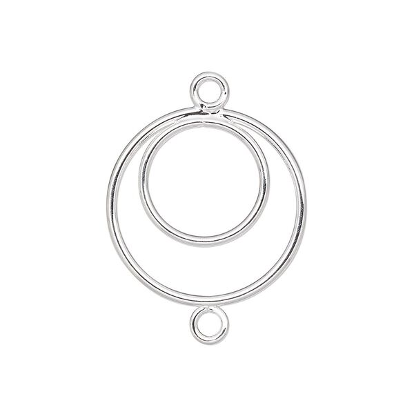 Link, silver-plated steel, 18mm double hoop. Sold per pkg of 100. image number 0