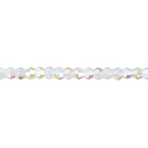 Bead 1pk translucent clear AB frosted, Celestial Crystal® 4mm bicone 15.5-16 inch