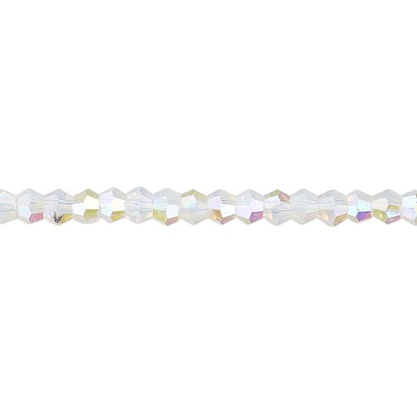 Bead 1pk translucent clear AB frosted, Celestial Crystal® 4mm bicone 15.5-16 inch image number 0