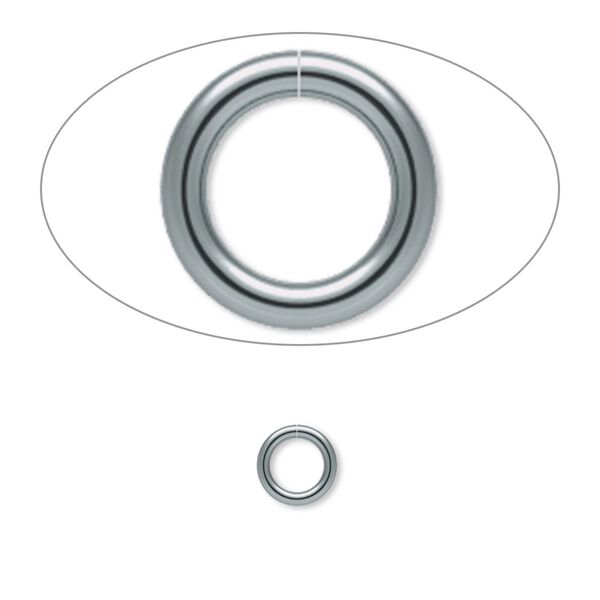 Jump ring, gunmetal-plated brass, 6mm round, 4.2mm inside diameter, 18 gauge. Sold per pkg of 100. image number 0