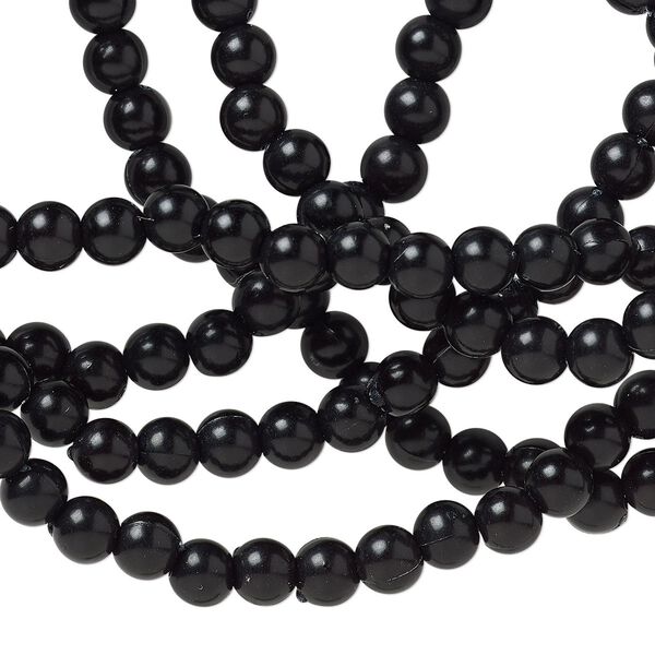 Bead, Lucite®, black, 4mm round. Sold per 34-inch continuous strand. image number 0
