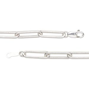 Chain 1pkg1 sterling silver paperclip, 4.1mm / lobster claw clasp, 18 inch