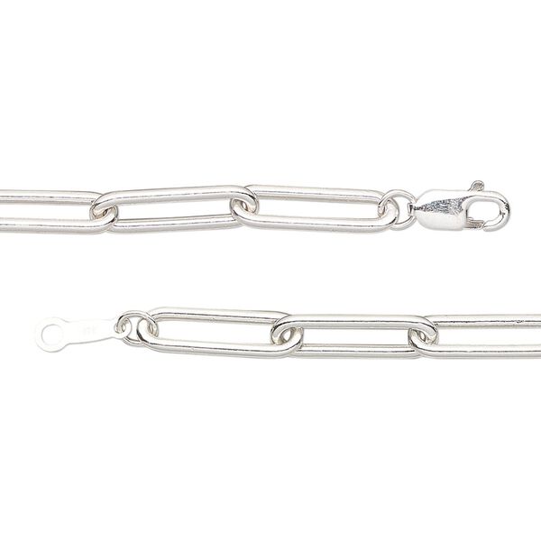 Chain, sterling silver, 4.1mm paperclip, 18 inches with lobster claw clasp. Sold individually. image number 0