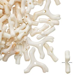 Bead, vintage German acrylic, marbled white and orange, 12x5mm-17x14mm branch. Sold per pkg of 100.