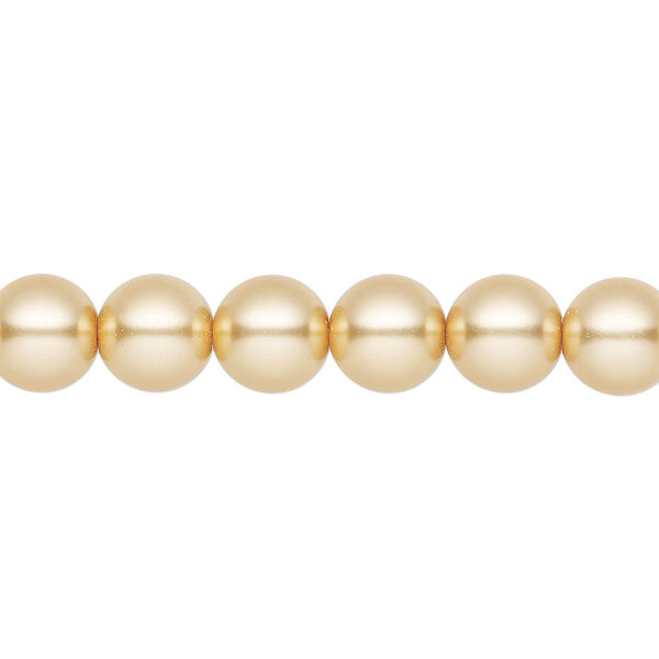 Pearl 100pk gold, Preciosa Czech crystal 8mm round image number 0