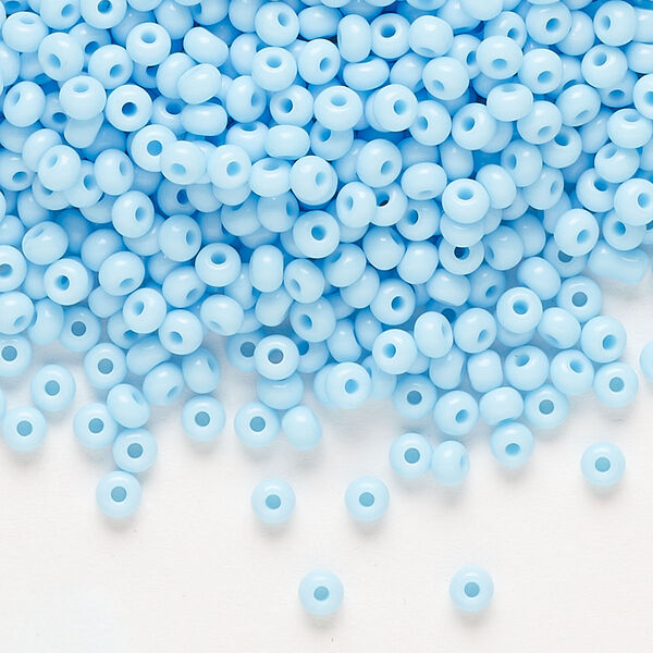 Seed bead, Preciosa Ornela Czech glass, pkg/50g, #8 rocaille, opaque light turquoise, (63000). image number 0