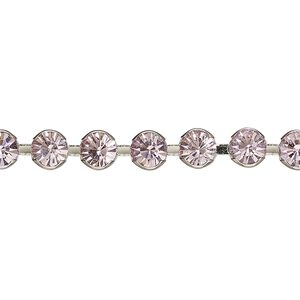 Cupchain, VINTAGE Crystal™, imitation rhodium plate brass and crystal, light amethyst, 5.8mm round. Sold per pkg of 1 meter.