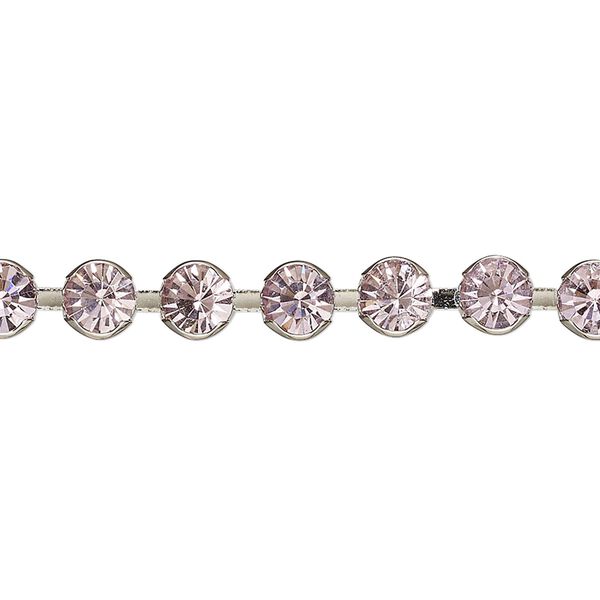 Cupchain, VINTAGE Crystal™, imitation rhodium plate brass and crystal, light amethyst, 5.8mm round. Sold per pkg of 1 meter. image number 0