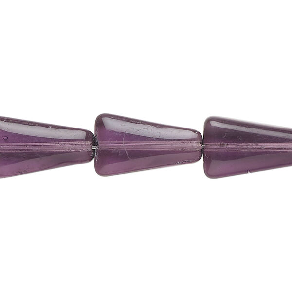 Bead, glass, translucent grape, 16x16x9mm puffed triangle. Sold per 12-inch strand, approximately 20 beads. image number 0