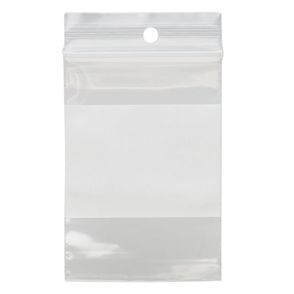 Bag, Tite-Lip™, plastic, clear and white, 2x3-inch top zip with block and hole. Sold per pkg of 100. image number 1
