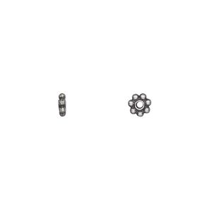 Bead, TierraCast®, pewter (tin-based alloy), 5x1.5mm beaded rondelle. Sold per pkg of 50.