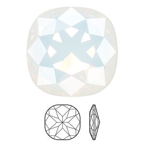 Fancy stone 24pk white opal foil back, Swarovski® 27mm cushion 4487