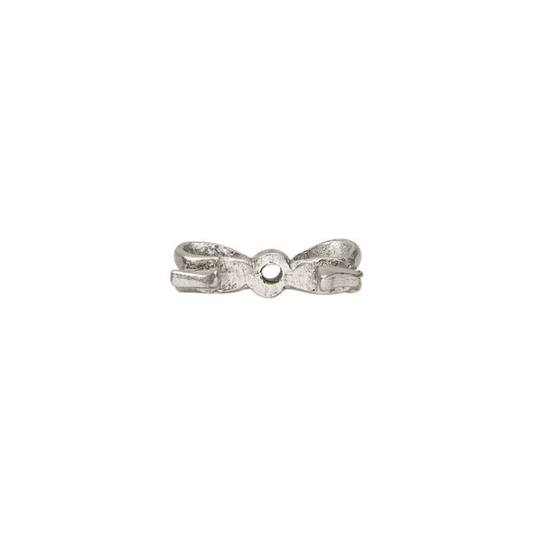 Bead, pewter (tin-based alloy), pkg/1, antiqued, 16x9mm double-sided bow, fits 8mm cube. image number 1